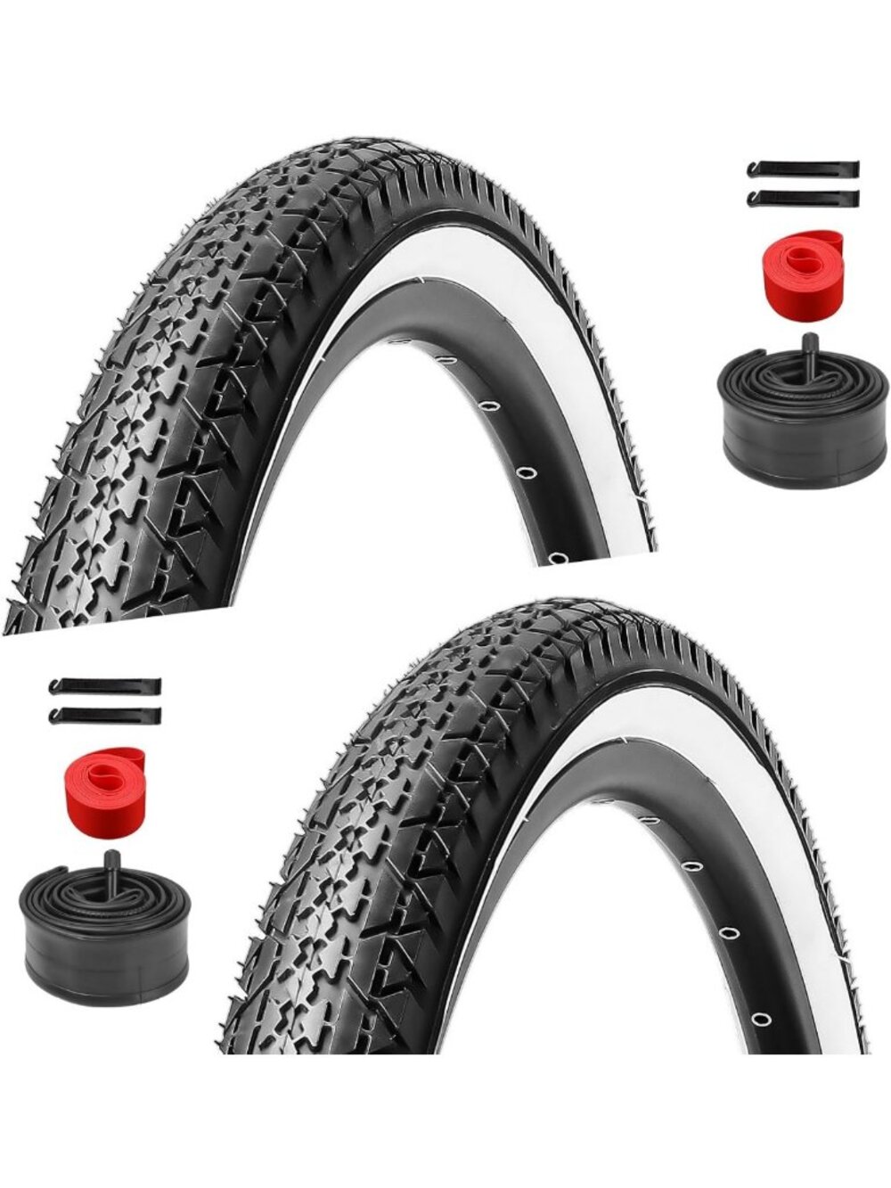 26 Inch Beach Cruiser Bike Tires 2 Pack - Durable Replacement with Schrader